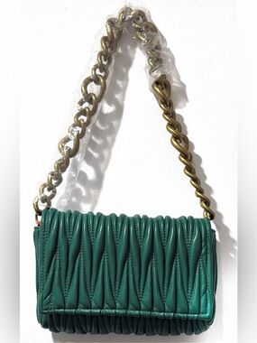 MONTANA WEST Green Quilted Chain-Handle Shoulder Bag